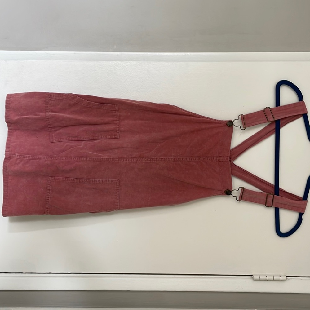 Blush pink slight corduroy overall dress. Fits from XS-M